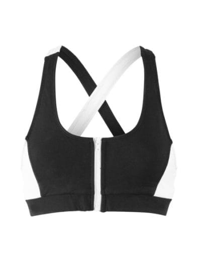 Fitness Mania - Sport Le Moda Elle Womens Sports Crop Top - Black/White