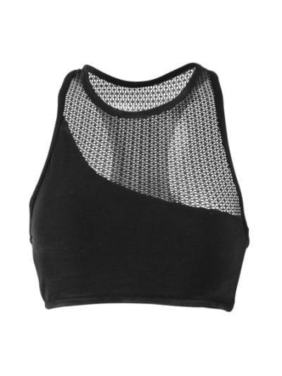 Fitness Mania - Sport Le Moda Mia Mesh Womens Sports Crop Top - Black