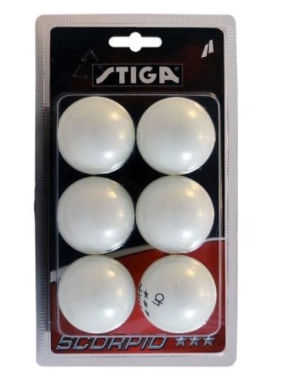 Fitness Mania - Stiga Scorpio Table Tennis Balls - 6 Pack - White