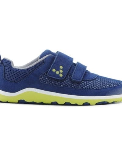 Fitness Mania - Vivobarefoot Neo Velcro Hi-Vis Kids Running Shoes - Navy/Sulphur