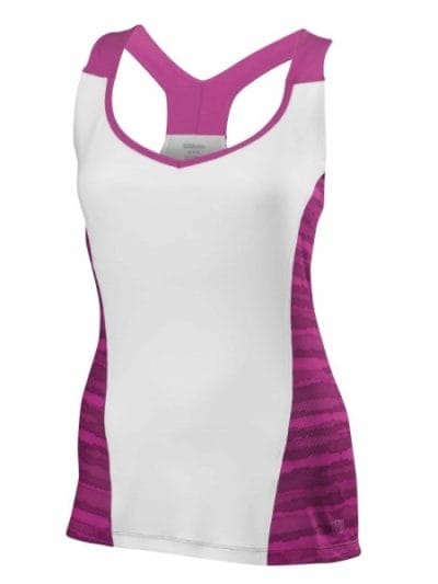Fitness Mania - Wilson Cardiff Wavy Print Womens Tennis Tank Top - White/Purple