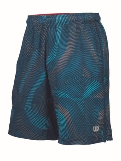 Fitness Mania - Wilson Geo Print Stretch Woven 10 Inch Mens Tennis Shorts - Pacific Teal/Ultramarine/Cool Grey