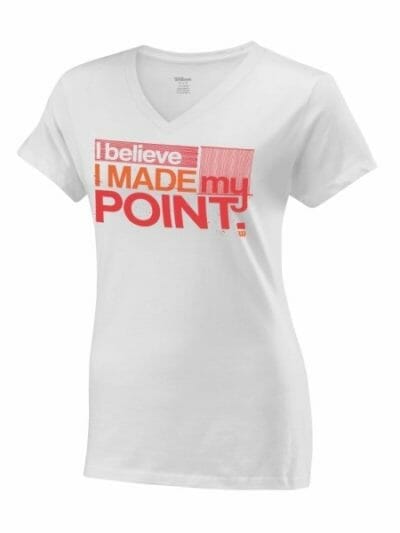 Fitness Mania - Wilson Made My Point Womens V-Neck Tennis T-Shirt - White