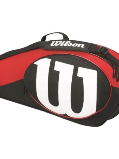 Fitness Mania - Wilson Match II 3 Pack Tennis Racquet Bag - Red/Black/White