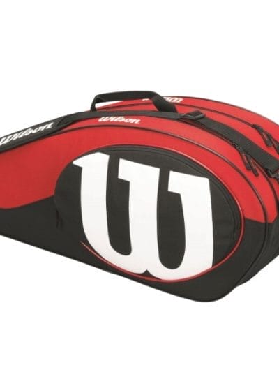 Fitness Mania - Wilson Match II 6 Pack Tennis Racquet Bag - Red/Black/White