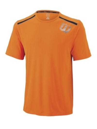 Fitness Mania - Wilson Spring Kaos Print Kids Boys Tennis Crew T-Shirt - Clementine/Navy