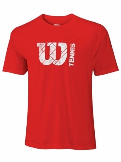 Fitness Mania - Wilson 'W' Court Logo Tech Mens Tennis T-Shirt - Red/White