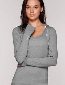 Fitness Mania - Abbey Hooded Excel L/Slv Top Grey Marl M