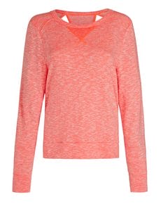 Fitness Mania - Cut It Out L/Slv Top Fluro Orange Marl L