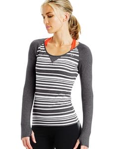 Fitness Mania - Graceful L/Slv Excel Top Char Marl/White M