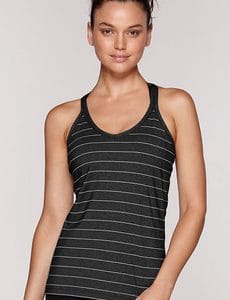 Fitness Mania - Stripe Excel Tank Black Marl Stripe L