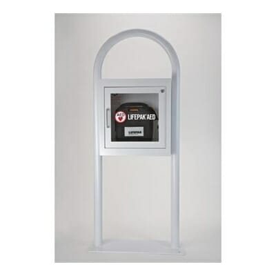 Fitness Mania - AED Floor Stand Cabinet with Alarm White Epoxy