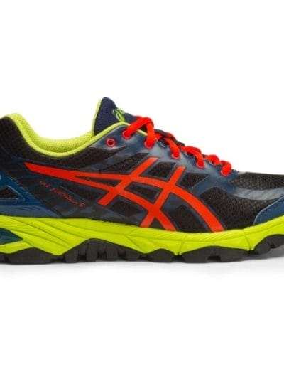 Fitness Mania - Asics Gel Fuji Trabuco 5 GS - Kids Boys Trail Running Shoes - Black/Flame Orange/Poseidon