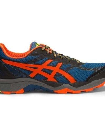 Fitness Mania - Asics Gel Fuji Trabuco 5 - Mens Trail Running Shoes - Poseidon/Flame Orange/Safety Yellow