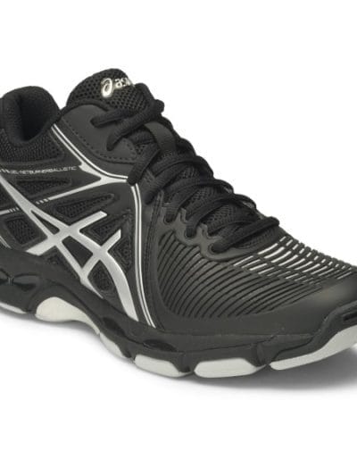 Fitness Mania - Asics Gel Netburner Ballistic MT - Womens Mid-Cut Netball Shoes - Black/Silver