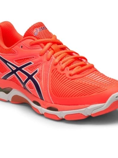 Fitness Mania - Asics Gel Netburner Ballistic - Womens Netball Shoes - Flash Coral/Parachute Purple/Cockatoo