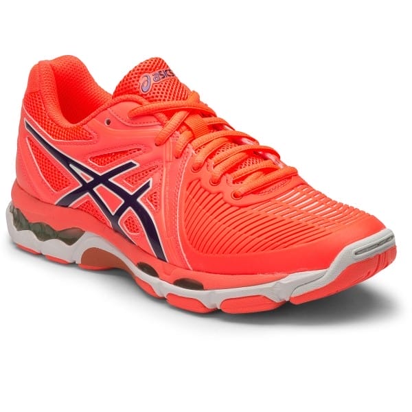 Fitness Mania - Asics Gel Netburner Ballistic - Womens Netball Shoes - Flash Coral/Parachute Purple/Cockatoo