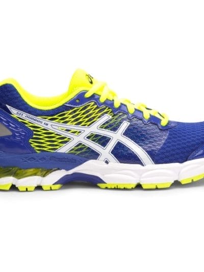 Fitness Mania - Asics Gel Nimbus 18 GS - Kids Boys Running Shoes - Asics Blue/White/Flash Yellow