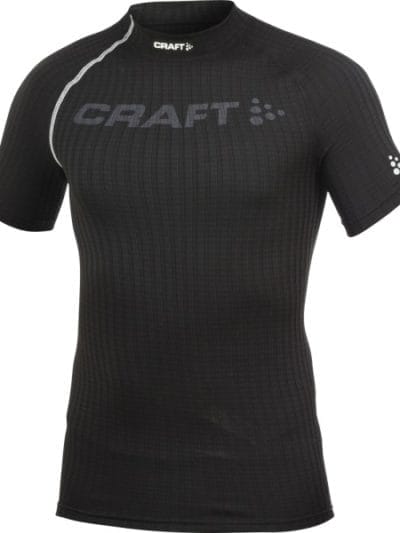 Fitness Mania - Craft Active Extreme Mens Short Sleeve Base Layer Top - Black/Platnium/Logo Print