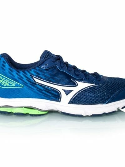 Fitness Mania - Mizuno Wave Rider 19 - Kids Boys Running Shoes - Twilight Blue