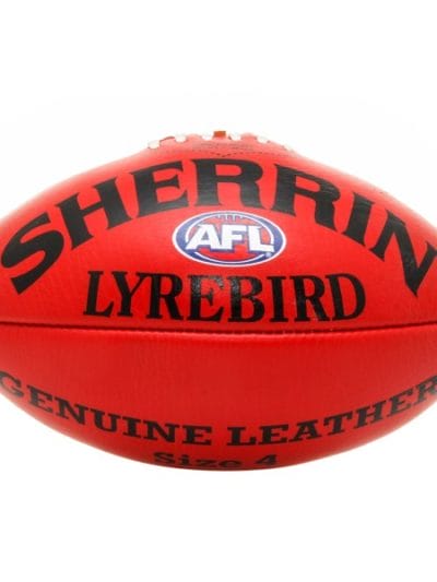 Fitness Mania - Sherrin AFL Lyrebird Leather Football - Size 4 - Red