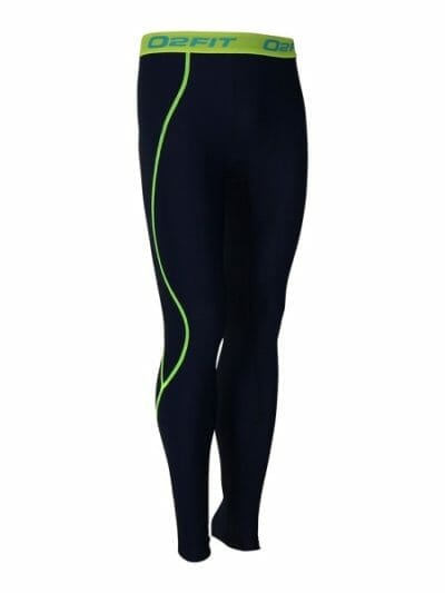 Fitness Mania - o2fit Mens Compression Pants - Navy/Green