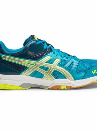 Fitness Mania - Asics Gel Rocket 7 - Mens Indoor Court Shoes - Blue Jewel/Glacier Grey/Safety Yellow