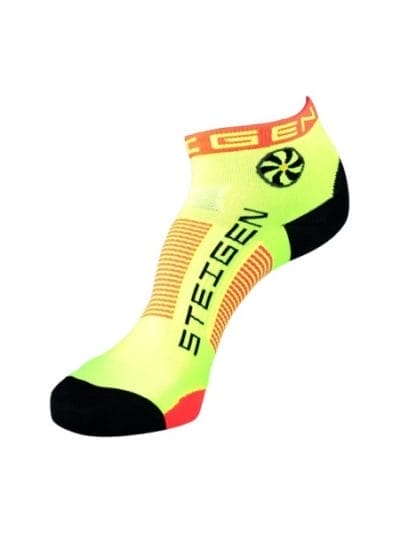 Fitness Mania - Steigen Quarter Length Running Socks - Fluro Orange/Fluro Yellow