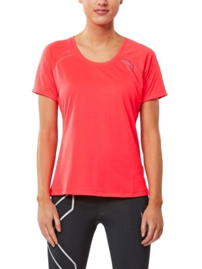 Fitness Mania - 2XU Womens Tech Vent Running Short Sleeve Top - Pink Glow