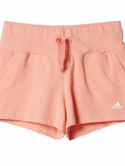 Fitness Mania - Adidas Athletics Cotton Kids Girls Training Shorts - Medium Ray Pink/White