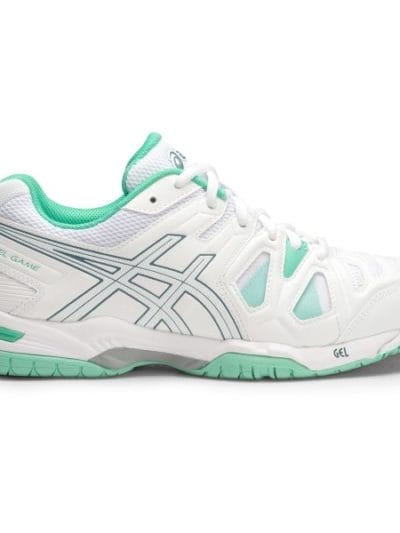 Fitness Mania - Asics Gel Game 5 - Womens Tennis Shoes - White/Blue Mirage/Pool Blue