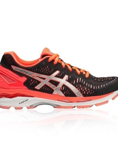 Fitness Mania - Asics Gel Kayano 23 - Womens Running Shoes - Black/Silver/Flash Coral