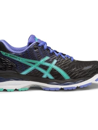 Fitness Mania - Asics Gel Nimbus 18 - Womens Running Shoes - Black/Cockatoo/Primrose Purple