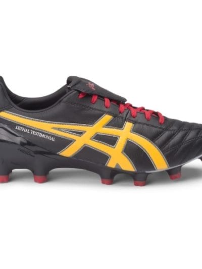 Fitness Mania - Asics Lethal Testimonial 4 IT - Mens Football Boots - Black/Burnt Sun/Red Centre