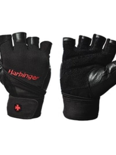 Fitness Mania - Harbinger Pro Mens Gym Training WristWrap Gloves - Black/Red