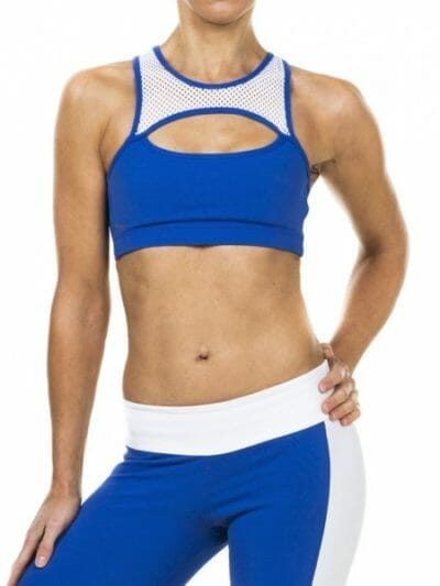 Fitness Mania - Pink Sun Miami Womens Bra Top - Blue/White