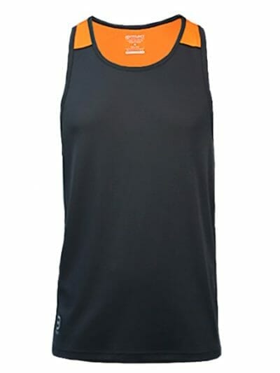 Fitness Mania - Project Escape Mens Running Singlet - Charcoal/Fluro Orange