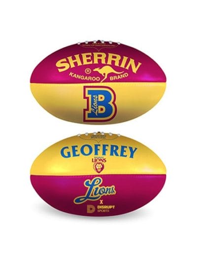 Fitness Mania - Sherrin Personalised AFL Brisbane Lions Soft Touch Football - Size 5