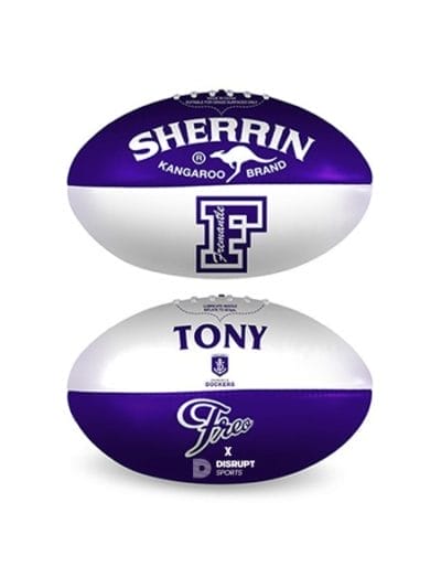 Fitness Mania - Sherrin Personalised AFL Fremantle Dockers Soft Touch Football - Size 5