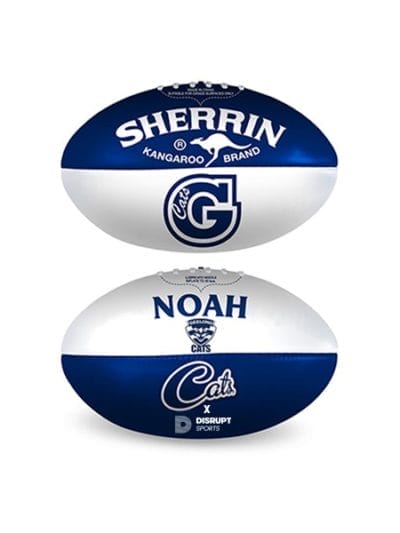 Fitness Mania - Sherrin Personalised AFL Geelong Cats Soft Touch Football - Size 5
