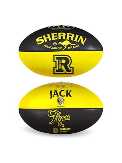 Fitness Mania - Sherrin Personalised AFL Richmond Tigers Soft Touch Football - Size 5