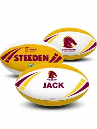 Fitness Mania - Steeden Personalised NRL Broncos Rugby Ball - Size 5