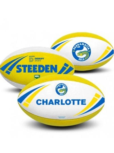 Fitness Mania - Steeden Personalised NRL Eels Rugby Ball - Size 5