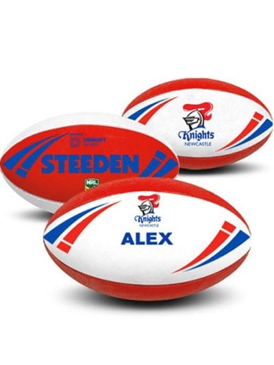 Fitness Mania - Steeden Personalised NRL Knights Rugby Ball - Size 5