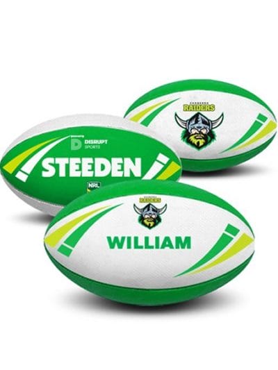 Fitness Mania - Steeden Personalised NRL Raiders Rugby Ball - Size 5