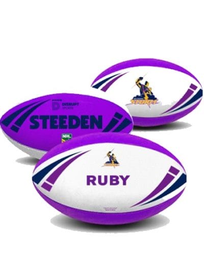 Fitness Mania - Steeden Personalised NRL Storm Rugby Ball - Size 5