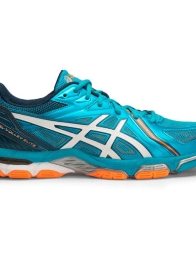 Fitness Mania - Asics Gel Volley Elite 3 - Mens Volleyball Shoes - Blue Jewel/White/Hot Orange