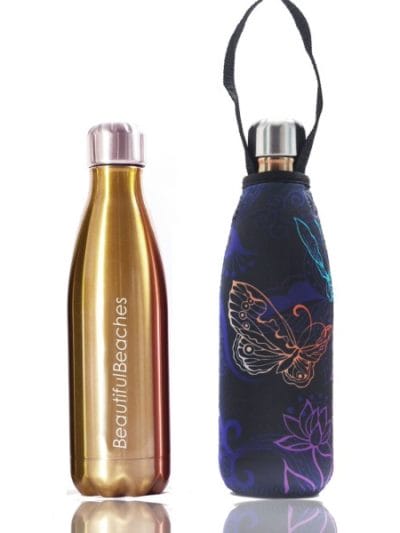 Fitness Mania - BBBYO Future Stainless Steel Bottle + Butterfly Carry Cover - 500mL - Gold