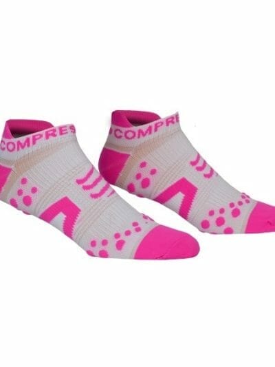 Fitness Mania - Compressport Low Cut Running Socks - White/Pink