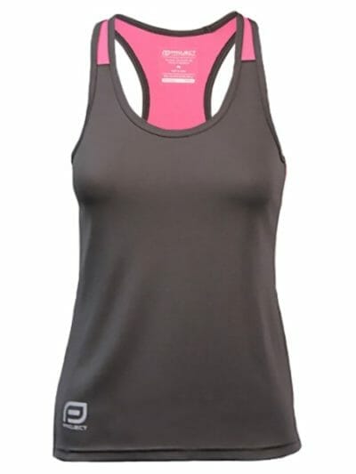 Fitness Mania - Project Escape Womens Running Singlet - Charcoal/Candy